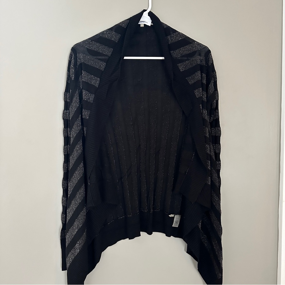 calvin klein womens size PS Petite S open front black sliver open front cardigan